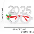 2025 Christmas Party Glasses Glitter Holiday Photo Props Festive Eyewear Decoration - Silver 2025 Glasses