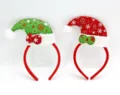 Weihnachtsmuetze Haarreif Set, niedlicher Feiertag Party Haarreif mit rot und gruen Design. - TK14 Bedrucktes Narrenhut Stirnband