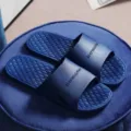 Summer indoor non-slip soft sole couple slippers dark blue comfortable home shower slides wear - 40-41 / Navy Blue