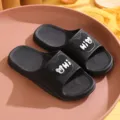 Black anti-slip home slippers for couples, soft sole summer indoor bathroom slide shoes. - 40-41 / Black