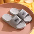 Grey cute bear sliding slippers for summer home indoor bathroom anti-slip soft sole shoes - 40-41 / Gray