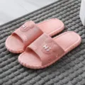 Cute pink bear house slippers for women and men, anti-slip soft sole bathroom bath slides. - 36-37 / Lotus root pink