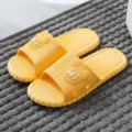 Yellow cartoon bear summer home indoor anti-slip soft-bottom bathroom couple slide slippers. - 36-37 / Yellow