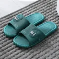 Non-slip bathroom slippers for couples, soft sole home indoor slide sandals in dark green. - 36-37 / Dark Green