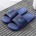 Blue non-slip house slippers for men and women, soft sole shower shoes with bear. - 40-41 / Dark Blue