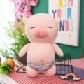 Simpatico maialino rosa addormentato peluche con biancheria stampata morbida bambola regalo bimbi - Azzurro / 25cm