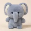 Cute grey elephant plush toy soft stuffed animal doll adorable desk companion birthday gift - Elephant