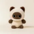 Cute Siamese cat panda plush doll desktop companion toy fluffy stuffed animal decor - Siamese Cat / 15cm (150-200g)