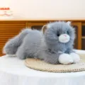 Cute simulation grey ragdoll cat plush toy, lying style soft stuffed animal pillow doll. - 50cm / Gray