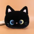 Cute black cat plush pillow, soft stuffed animal cushion for girls birthday gift home decor. - 40CM / Black