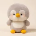 Cute grey penguin plush toy detail view, soft fluffy doll figurine for desktop decor. - Penguin / 15cm (150-200g)