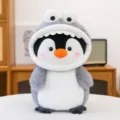 Cute shark costume penguin plush toy soft stuffed animal doll companion gift for girls and kids - 30cm / Gray