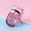 Portable mini glitter pink eyelash curler, compact plastic makeup tool for curling lashes. - Glitter (Black Rubber Pad)