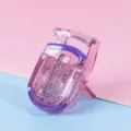 Portable mini plastic eyelash curler with sparkling glitter design for daily makeup use. - Glitter (Purple Rubber Pad)