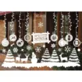 White Christmas window stickers festive glass decals snowflakes deers trees decor - White 813