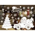 White Christmas window stickers PVC static snowflake Santa tree holiday home decor set - White 815