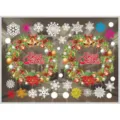 Christmas window stickers, decorative wreath and snowflake decals for holiday glass shop windows. - Multicolor (A68)