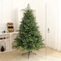 1.5m tall dense artificial PE Christmas tree with pine cones and sturdy metal stand - Three-Dimensional Two-Tone PE Larch Christmas Tree / 150cm