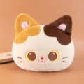 Cute calico cat plush pillow soft stuffed animal cushion for girls birthday gift home decor - 40CM / Brown