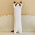 Long cat plush pillow cute stuffed animal doll soft toy for home decor gift variant style - Island of Cats White / 50cm