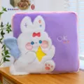 Süßes Plüsch Kaninchen Kissen Decke 2 in 1 faltbar Klimaanlage Steppdecke multifunktional Sofa - Kaninchen / Lila