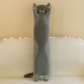 Grey long cat plush toy body pillow, soft stuffed animal doll for kids birthday gift. - Island of Cats Gray / 50cm