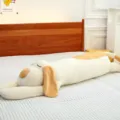 Cute long sleeping dog plush pillow, soft stuffed animal doll toy for bed companion. - 70 cm / Creamy Yellow