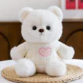 Cute white plush teddy bear toy with pink heart knit sweater for girls birthday gift home decor - Embroidered Heart Style / White