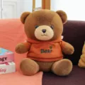 Cute brown teddy bear plush toy wearing orange hoodie soft doll birthday gift for girls - 25cm / Brown Bear in Orange Hoodie