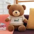 Cute brown teddy bear plush toy wearing a soft beige hoodie, perfect sleeping companion gift. - 25cm / Brown Bear in Beige Hoodie