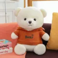 Cute plush teddy bear toy with orange hoodie stuffed animal doll soft gift for girls - 25cm / White Bear in Orange Hoodie