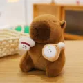 Lindo peluche de capybara marrón con accesorios de comida, muñeca de peluche suave regalo. - Carpincho de Bádminton / 19cm