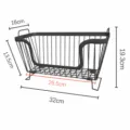 Stackable Storage Basket Black Kitchen Countertop Wire Fruit Snack Organizer Rack 32cm - Black