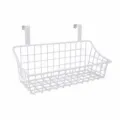 White small metal hanging storage basket with hooks for dorm bed and bedside organization. - S / Small White