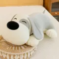 Cute sleeping dog plush toy soft stuffed animal pillow gray puppy cushion for kids gift - Gray / 27cm