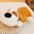 Cute lying dog plush toy, soft sleeping puppy body pillow and bed backrest cushion for girls. - Brown / 27cm