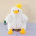 Cute fluffy white duck plush toy with yellow hat soft stuffed animal pillow for gifts - 40CM / White Ornaments