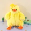 Fluffy Yellow Duck Plush Toy Cute Stuffed Animal Doll with Small Hat Soft Pillow Gift - 40CM / Yellow Ornament