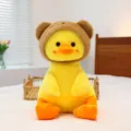 Cute plush duck toy with a brown bear hat, ultra-soft stuffed animal doll for kids and home decor. - Brown Duck with Hat / 25cm