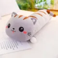 Grey cartoon cat plush toy, long sleeping cat pillow, soft stuffed animal doll for kids. - 50cm / Light Gray