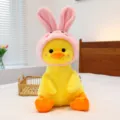 Cute yellow duck plush toy with pink bunny hat soft doll cute pillow cushion home decor gift - Pink Duck with Hat / 25cm