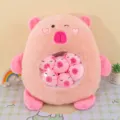Mignon coussin peluche capybara avec mini poupées cochons, adorable oreiller de snack. - 30cm avec 3 petites poupées / Un sac de coussins en peluche capybara rose