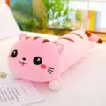 Cute pink long cat plush toy pillow, soft stuffed animal doll for kids and girls gift. - 50cm / Pink