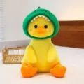 Cute yellow plush duck toy with green dinosaur hood soft stuffed doll pillow gift decoration - Green Duck with Hat / 25cm