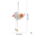 Handmade white felt Easter bird ornament with yellow flower detail, 19cm height - White Bird