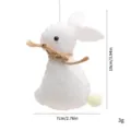 Handmade Easter white felt rabbit ornament with burlap bow and yellow pom-pom tail - White Rabbit