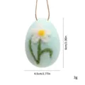 Handmade light blue wool felt Easter egg ornament with flower detail, 6cm x 4.5cm - Single Piece / Flower-Blue