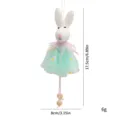 Easter bunny fabric pendant with green daisy mesh dress and size measurements shown - Green