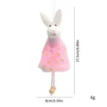 Handmade Easter bunny fabric ornament with pink floral dress and wood beads decoration - Pink