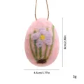 Handmade pink wool felt Easter egg ornament with floral embroidery and size markings - Single Piece / Flower-Pink